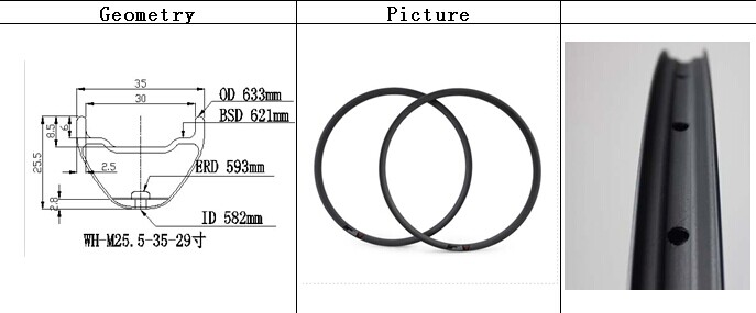 super wide 29" mtb carbon rims hookless full carbon rims 25.5x35mm straight flange wheel