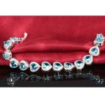 Fashion Platinum Plated Links Chain Heart Shape Blue Cubic Zirconia Tennis