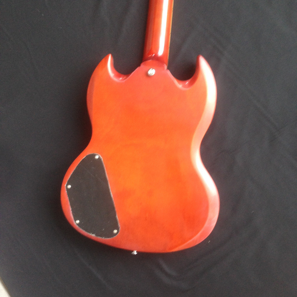 New arrival orange SG electric guitar with silvery accessories from China supplier