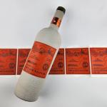Orange custom leather stickers Embossed Texture Wine Bottle Label