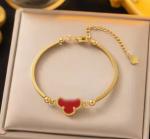 Popular Waterproof Black Red Clover Bangle 18K Gold Stainless Steel Gold Four