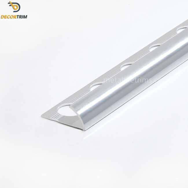 Quarter Round 6063 Aluminium Tile Trim Gloss Silver Color 2.5 Meters Length