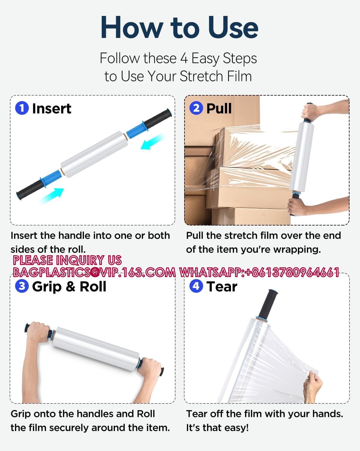Factory Direct Sale Cheap Pallets Wrap Film Machine Wrap Plastic Stretch Film Hand PE Plastic Packaging Film