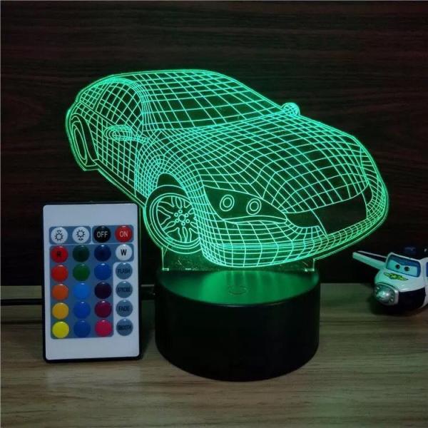 Indoor Acrylic 3D LED Smart Car Night Light for Gift ,Car shape Decoration LED