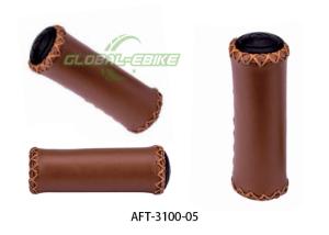 Quality Ergonomic Brown Leather Cycling Handlebars for Road Bikes 100mm Drop Rubber Grip wholesale