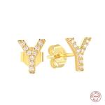 Fashion Sterling Silver A-z Alphabet Earrings 18k Gold Plated 925 Silver Letter