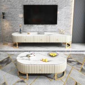 Quality Modern Stainless Steel Marble Oval Coffee Tea Table With Drawers wholesale