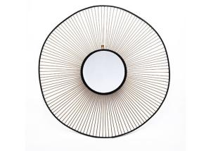Quality Decorative Black Gold Round Modern Sunburst Mirror wholesale