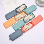 Portable 5-PC Green Wheat Straw Fibre Cutlery Set Versatile Biodegradable