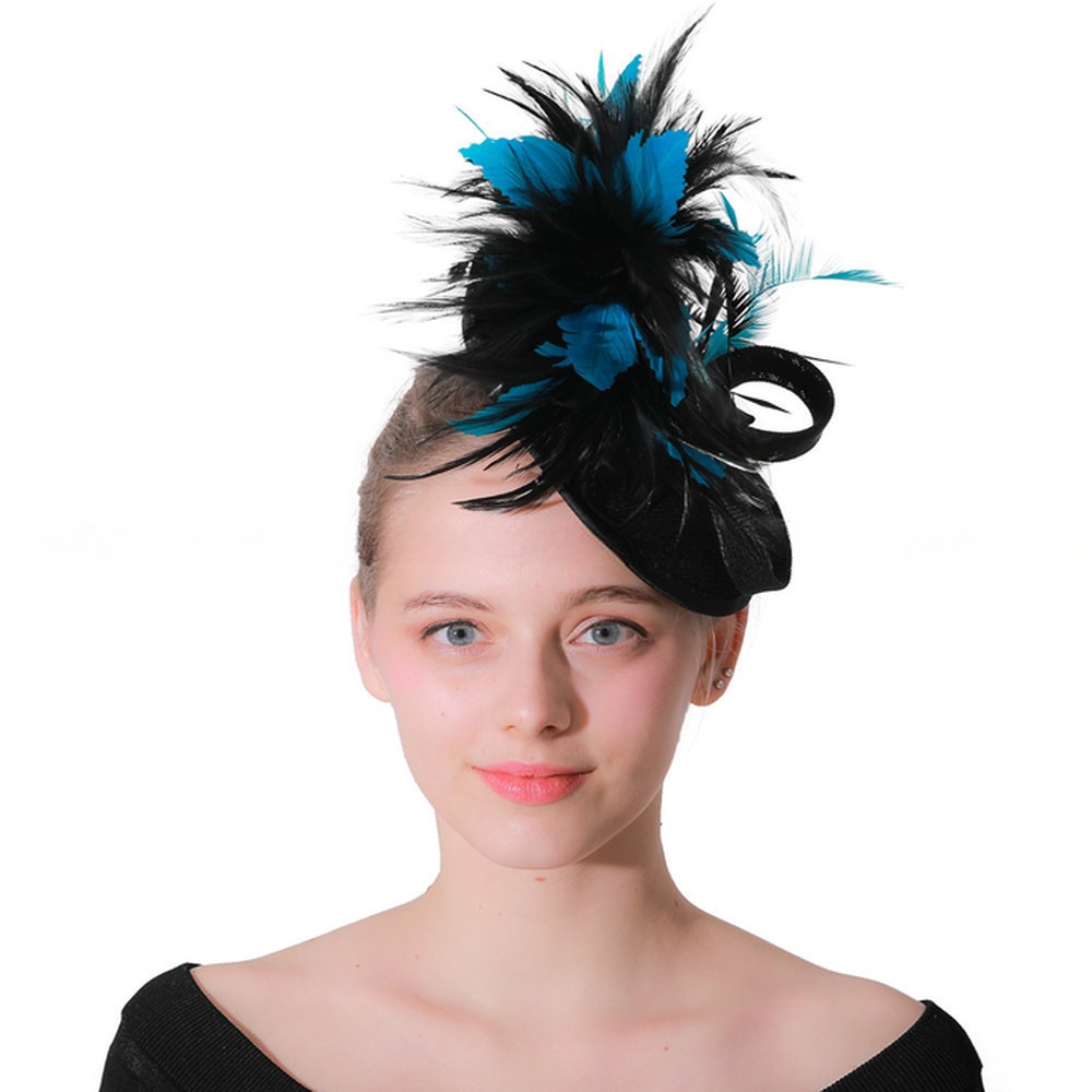 Goose Feather Party Decoration Sinamay Fascinator with Headband and Event Party Supplies
