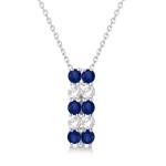 S925 Sterling Silver Elegant Sapphire CZ Jewelry Women Crystal Chain Necklace