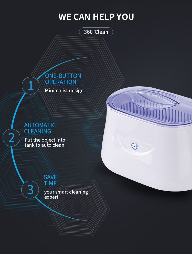 Electric Ultrasonic Dental Cleaner 650ml Tank With 40khz Frequency