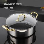 Customized Food Grade 18/8 Stainless Steel Cooking Pot Kitchen Non-stick Two