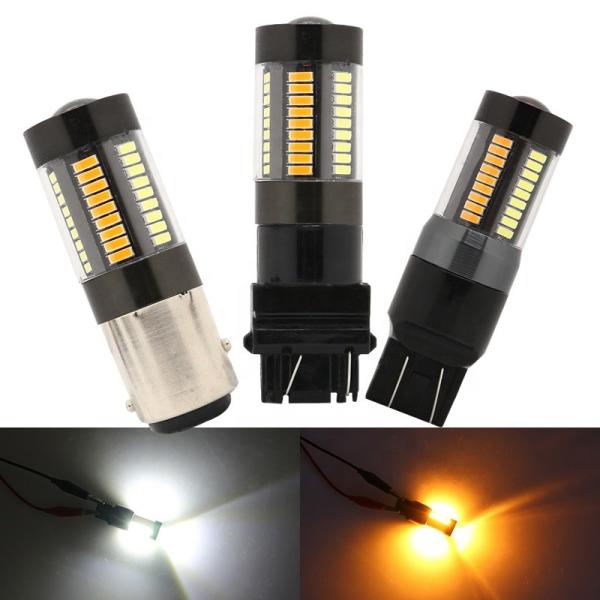 LED Brake Turn Signal Lights 1157 3157 7443 4014 66SMD Dual Color White Yellow