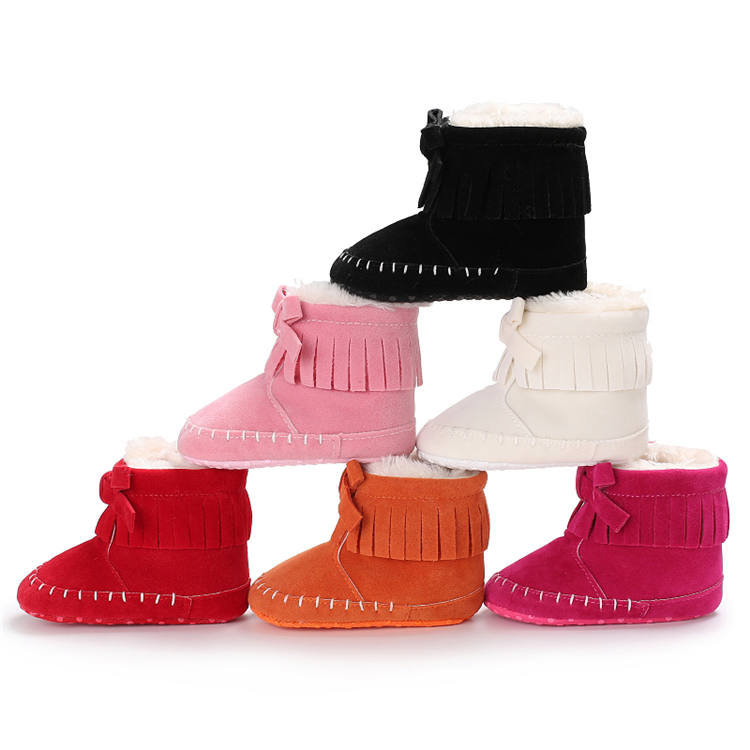 New arrived Faux suede Tassel bowknot 0-18 months Warm baby boots booties