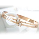 Elegant Jewelry Fashion Women Stainless Steel Diamond Gold Plated Bangle