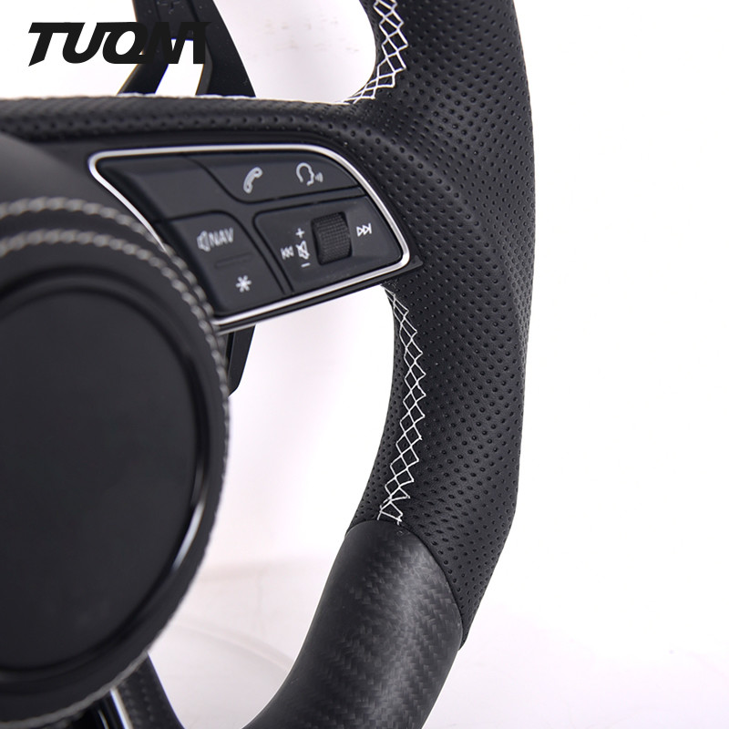 Matte Audi Carbon Fiber Steering Wheel Real Leather RS International Auto Parts