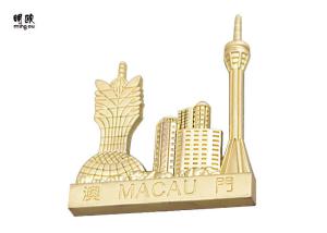 Quality Macau Style Gold Color Custom Fridge Magnets Souvenir Collection wholesale