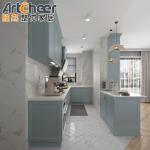 Sale Shaker Grey Solid Wood Kitchen Cabinet with Laminated Bullnose Countertop