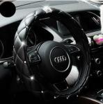 Crystal Crown covered Leather Car Steering Wheel Cover Diamond Steering Covers