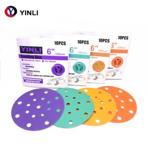 Quality 6 Inch 17 Holes PET Film Round Sandpaper Sandpaper Set Hook And Loop Sanding Disc wholesale