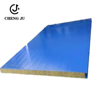 Quality 100mm 150mm Corrugated Sheet Sandwich Panel Fireproof Rock Wool Blue Color wholesale