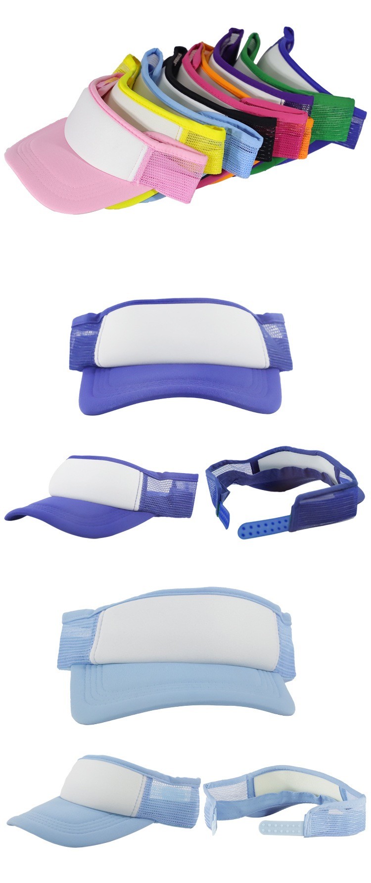 Stylish Sublimation Sun Visor Cap For Heat Transfer All Colors Available