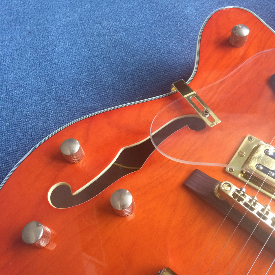 Hollow body jazz electric guitar, Double F holes,Ebony Fingerboard,Tremolo system,white guitar