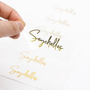 Quality Clear Gold Foil Waterproof Plastic Stickers Self Adhesive Vinyl Transparent Logo Label wholesale