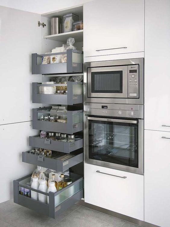 Melamine Board Corner Revolving Pull Out Small Black Basket Cabinet for Modular Kitchens