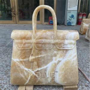 Quality Beige Marble Bag Sculpture Stone Luxury Famous Brand Handbag Life Size Shopping Mall Decoration wholesale
