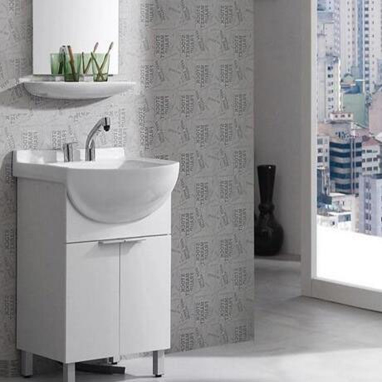 Modern Design Customized Round Bath Vanity Wooden Panel Bathroom Cabinet With Mirror