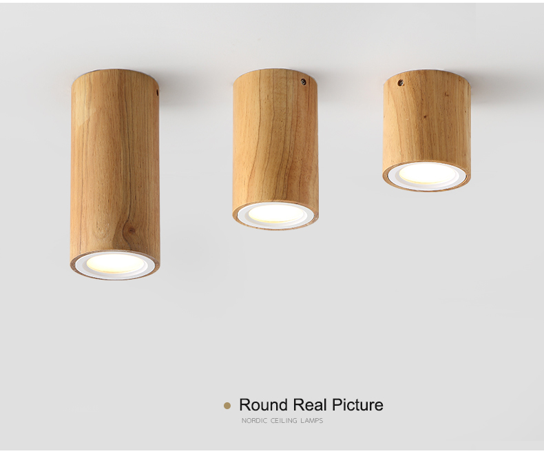 Nordic style round and square solid wood corridor led ceiling light living room Aisle wood led down light(WH-WA-57)
