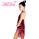 Black Red Latin Dance Costumes , Fringe Latin Dress Spandex Lining Leotard Under