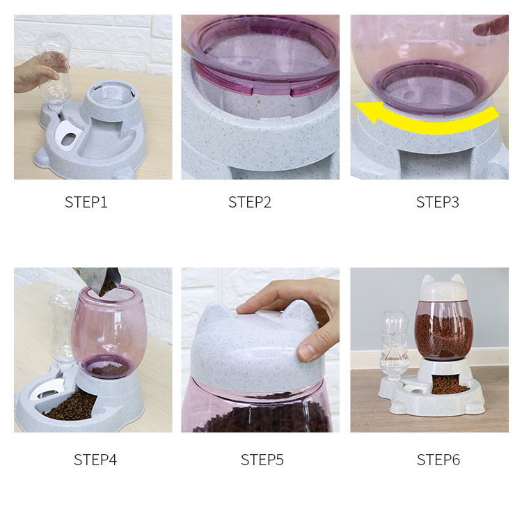 Pet Feeder and Water Dispenser 2 In 1 0.5kg Capacity Easy Cleaning Method with Clean Water