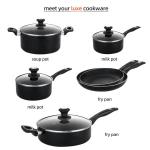 Hot Sale 10 Pcs Aluminum Cooking Pot Set Custom Pots And Pans Cookware Black