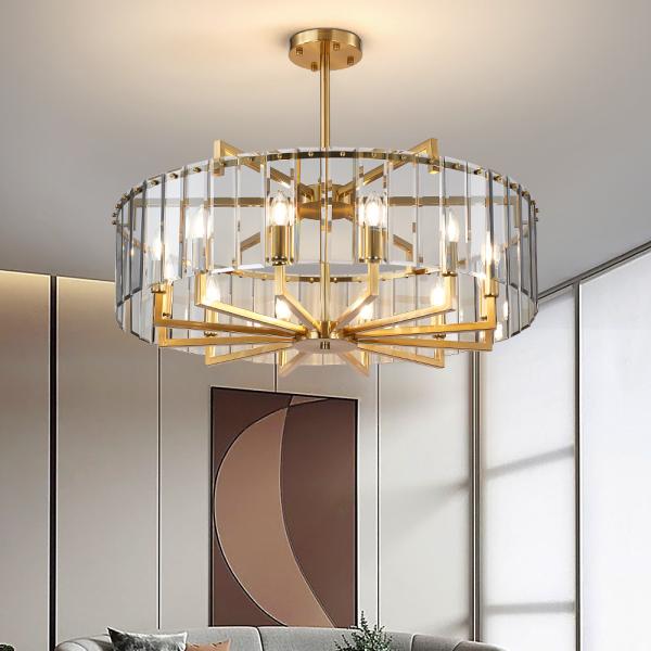 Modern home living room decoration round glass lighting candle Chandelier(WH-CY