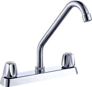 Quality High Arc 8 Inch Centerset Kitchen Faucet Double Handle Polished Chrome wholesale