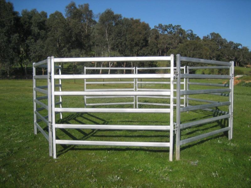 Six Bars Heavy Duty Metal Oval Rail Cow Fence Panels for Au Market