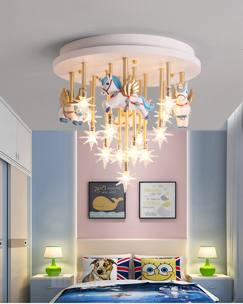 Nnicorn Shape Led Cute Bedroom Lights For Girls Baby Room Light For Kids Room Chandelier(WH-MA-137)