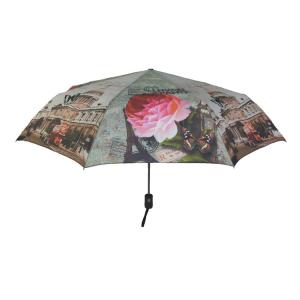 Quality Metal Frame Fiberglass Ribs Foldable Umbrella Full Color Printing wholesale