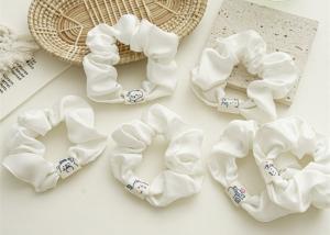 Quality White bear large scrunchie kids hair accessories ball hair rope French satin head rope cute accessories OEM logo wholesale