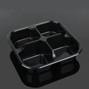 Quality 4 Black Food Compartment 21*21*5cm PET Plastic Tray wholesale