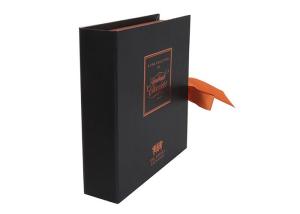 Quality Book Shaped Rigid Gift Boxes1400gsm Black Paper Chocolate Packaging Boxes wholesale