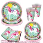 Unicorn Party Dinnerware Plates Cup Supplies Baby Shower Disposable Tableware