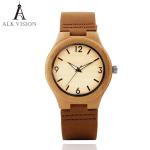 Bamboo Wood Watch Women watches ladies clock leather watchband Wristwatch Luxury
