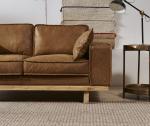 Top Grain Genuine Leather 2 Seater Sofa , Light Brown Two Seater Leather Lounge