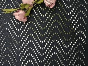 Quality Black Embroidered Eyelet Fabric 100% Cotton Lace Fabric For Dresses wholesale