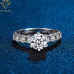 Pave Diamonds Wedding Silver Ring With Name Engraved