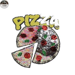 Quality Handmade Sequin Embroidery Patches For Garments , Clothes Pizza Style wholesale